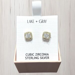 NWOT LAKE + GRAY | Silver & Gold Cubic Zirconia Earrings